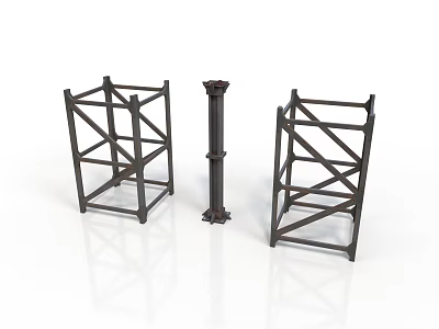 Heavy Duty Black Metal Frame Column Support Structures For Industrial Equipment 3d model