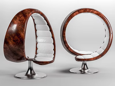 Modern Single Chair With Wooden Frame White Padded Seat And Metal Base 3d model