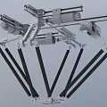 Industrial Multi Axis Robotic Arm With Metal Frame And Support Rods Mechanical Joints