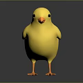 Cute Plump Yellow Chick 3D Model With Black Eyes And Orange Beak And Feet