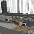 Modern Commercial Complex Architectural Design With Glass Facade And Urban Plaza