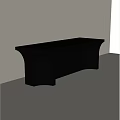 Modern Sleek Black Dining Table With Unique Curved Structure Against White Minimalist Background 3d model