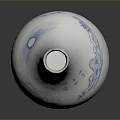 Artistic Hand Carved Ceramic Vase Featuring Blue Patterns And Chinese Characters 3d model