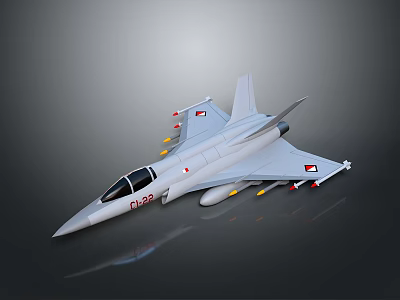 Gray Military Fighter Jet Model With Missiles Wing Emblems And Number 062 3d model