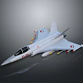 Gray Military Fighter Jet Model With Missiles Wing Emblems And Number 062