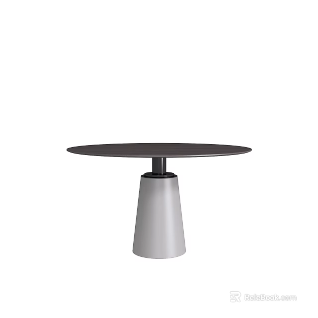 Elegant Modern Round Black Coffee Table With Silver Conical Base Design 3d model