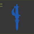 Ornate Dagger Design With Golden Curved Hilt and Sharp Silver Blade