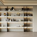 Modern Bookcase With Multi Tiered Shelves Decorative Items And Built In Lighting