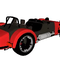Sleek Red Convertible Sports Car With Black Seats Large Wheels Exposed Exhaust And Vintage Design