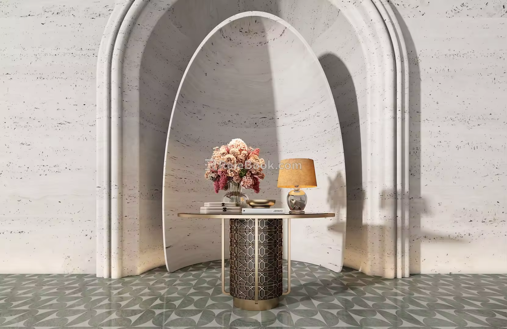 Modern End Table Ornaments Combination 3d model