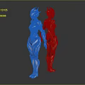 Two Sleek Humanoid Game and Movie Characters With Silver and Red Futuristic Armor