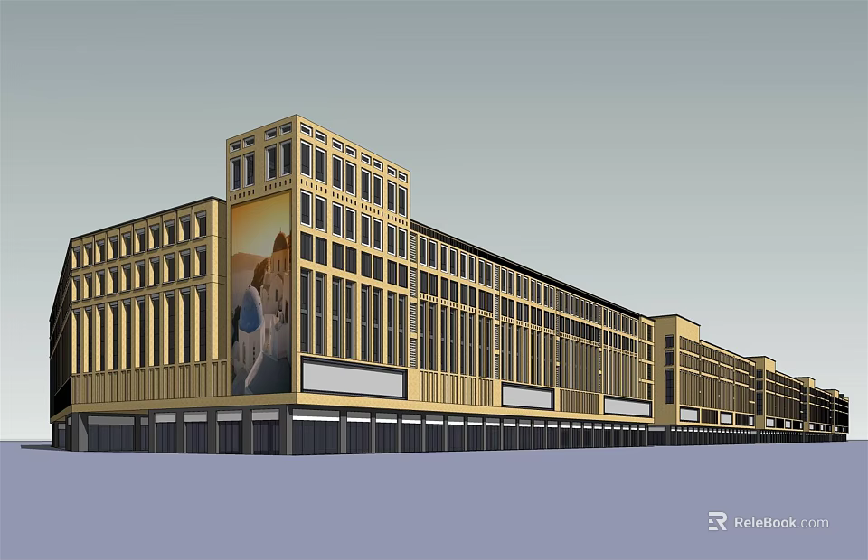 Modern Residential Building Exterior With Uniform Windows And Decorative Facade 3d model 