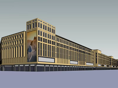 Modern Residential Building Exterior With Uniform Windows And Decorative Facade 3d model