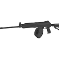 Modern Black Tactical Assault Rifle With Long Barrel And High Capacity Magazine