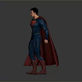 Man Wearing Superman Costume with Blue Suit Red Cape and Chest S Symbol