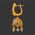 Golden Gemstone Decorated Earrings With Sparkling Diamonds And Exquisite Pendant Design