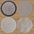Round Area Rugs with Various Textures and Designs on Wooden Floor