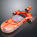 Orange Futuristic Spacecraft With Transparent Cockpit And Multiple Engines