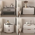 Sleek Bedside Tables With Drawers Decorative Items And Modern White Grey Designs 3d model