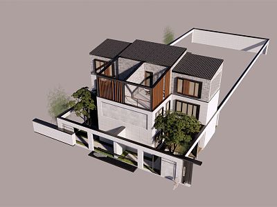 New Chinese Style Double Villa model