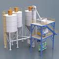 Industrial Equipment Silos And Mixing System With Structural Platforms And Stairs