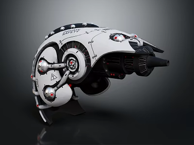 Futuristic White Concept Car With Mechanical Design And Circular Elements Sci Fi Style 3d model