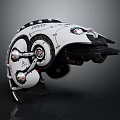 Futuristic White Concept Car With Mechanical Design And Circular Elements Sci Fi Style