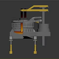 Industrial Furnace Equipment With Yellow Mechanical Arm Support Legs And Red Heating Section