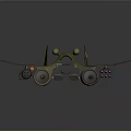 Futuristic Aerospace Spacecraft Model With Green Wing Structure Circular Markings And Wheel Components