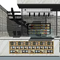 Modern Marble Reception Desk With Grid Ceiling And Product Display Shelves
