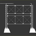 Sturdy Metal Truss Structure With Cross Metal Bars And Base Supports