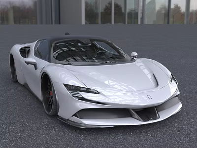 White Sports Car With Low Profile And Sleek Aerodynamic Body 3d model