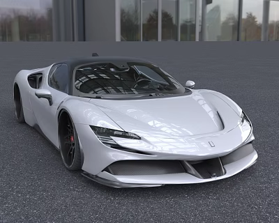 White Sports Car With Low Profile And Sleek Aerodynamic Body 3d model