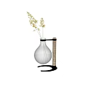 Transparent Glass Vase With Metal Stand And Dried Grasses For Modern Home Decor