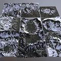 3D Garden Landscape Design Featuring Snowy Mountain Texture On Square Panels And Tiles