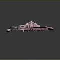 Symmetrical Grand Architectural Model With Central Dome Square Stone Base And Landscaped Surroundings