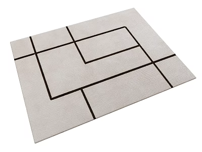 Square Rug With Light Gray Background And Black Geometric Line Patterns Modern Design 3d model