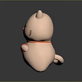 Cute White Cartoon Cat Doll With Pink Cheeks Orange Collar Holding Pink Heart