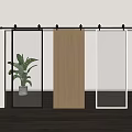 Modern Interior Design With Various Barn Doors And Wooden Floor Potted Plant