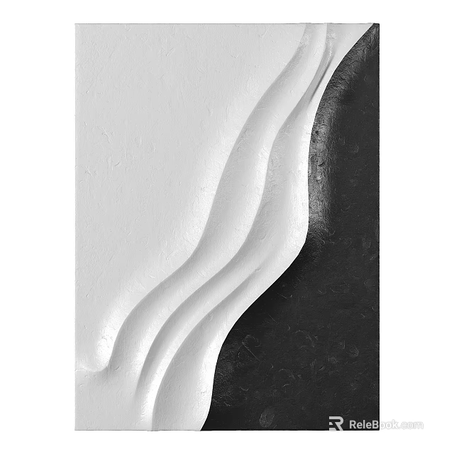 Black And White Curved Wall Decor With Textured Surface 3d model 