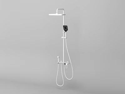 Sleek Modern Shower System With Rainfall Head Handheld Sprayer And Black Control Panel 3d model