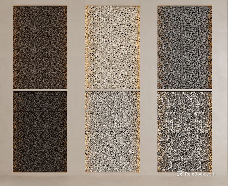 Various Colored Natural Pebble Stepping Stones For Garden Pathway Design 3d model 