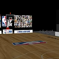Basketball Gym Interior Featuring Wooden Floor NBA Logo Large Screen And Whole New Game