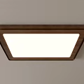 Square Flush Mount Ceiling Light Featuring Wooden Frame And White Bright Panel 3d model