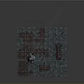 Robotic Game Movie Character Holding Gun Firing Red Laser On Platform With Red Patterns