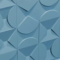 Blue Geometric Pattern Background Wall With Relief Design Decorative Borders And Lighting 3d model