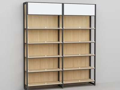 Wooden Shelf With Metal Frame And Multiple Layers For Display Storage 3d model