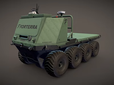 Green Porterba Multi Wheeled Utility Vehicle With Roof Mounted Equipment 3d model