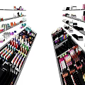 Cosmetics Store Interior With Shelves Displaying Lipsticks Nail Polishes And Skincare Products
