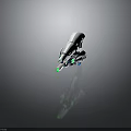 Futuristic Sci Fi Weapon 3D Model With White Blue And Green Glowing Parts